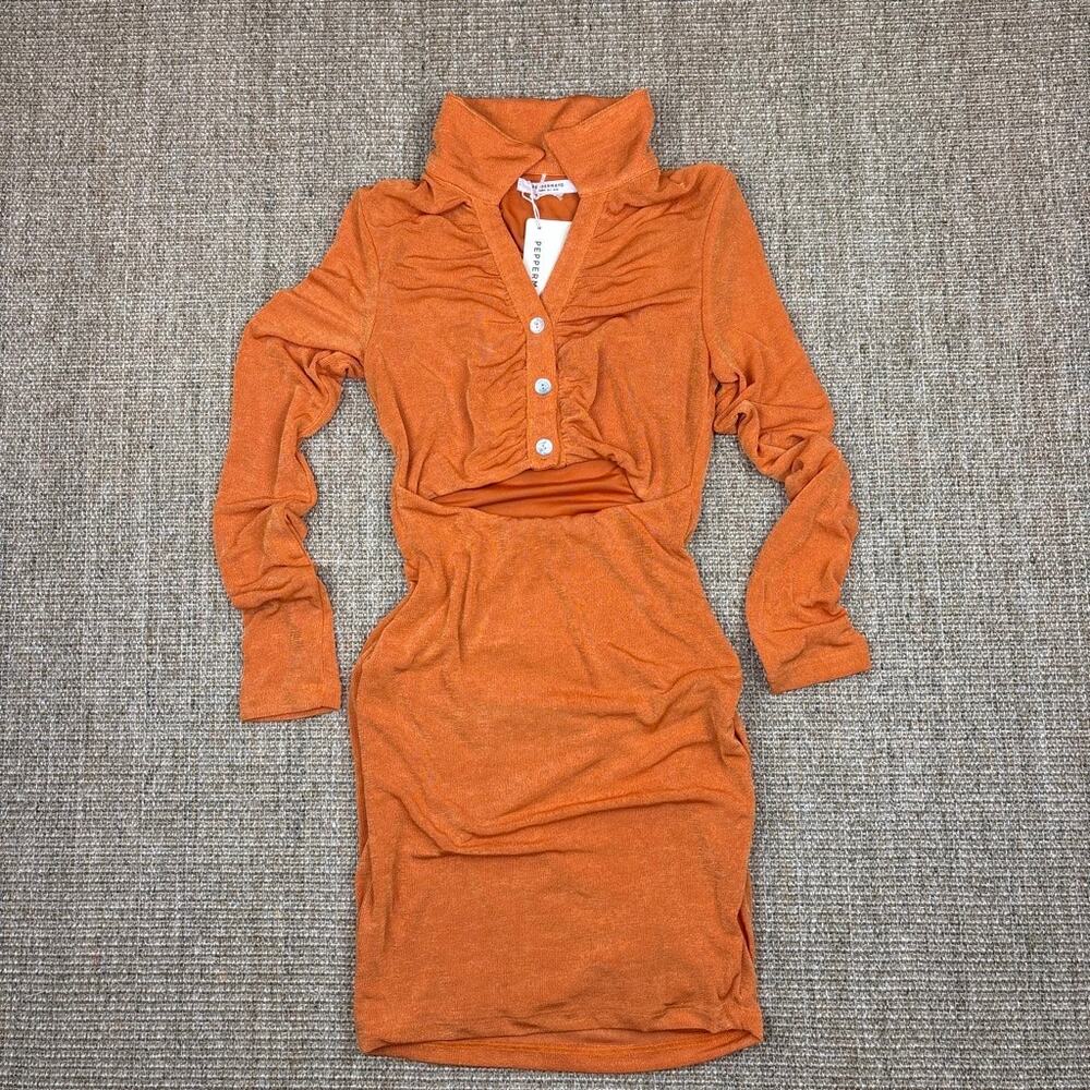 Peppermayo "Elena" Long Sleeve Cutout Dress | Size 4 | Rust Orange | NWT | Fall